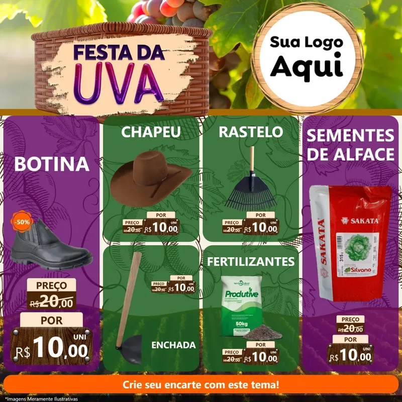 Modelo de Rede Social para Feed Facebook com o tema Festa da Uva para Agropecuária