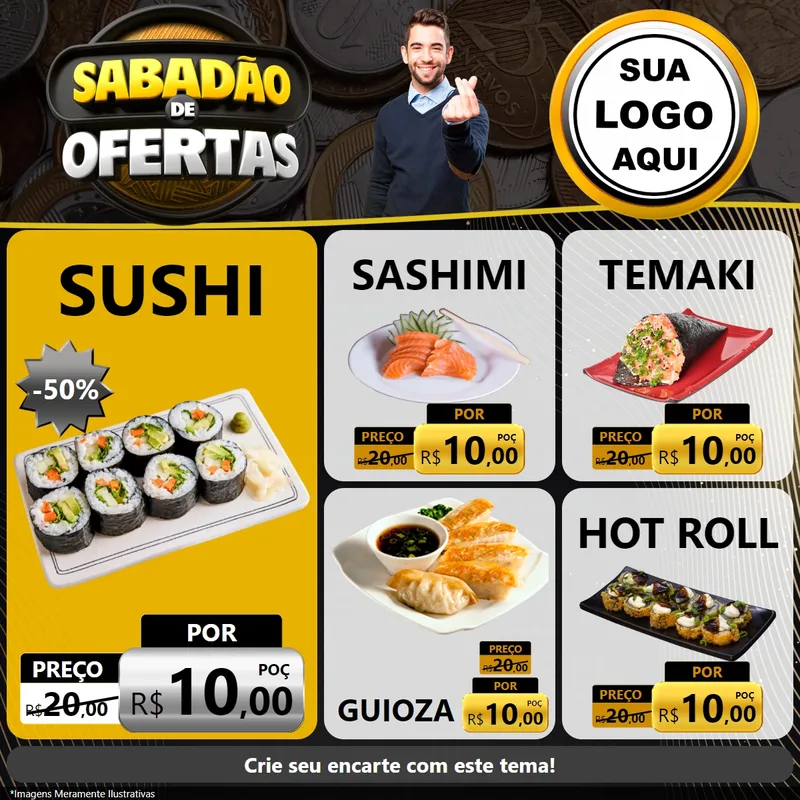 Modelo de Rede Social para Feed Facebook com o tema Sabadão de Ofertas para Comida japonesa