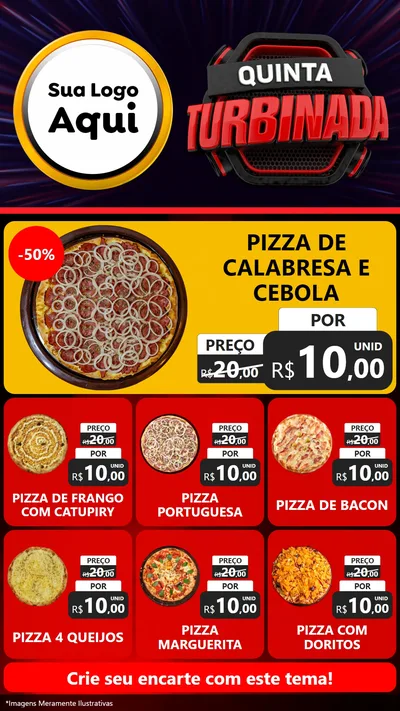Modelo de Rede Social para Stories com o tema Quinta Turbinada para Pizzaria