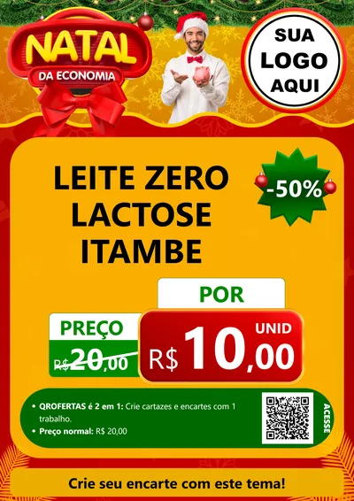 Modelo de Cartaz para Cartaz A4 Vertical com o tema Natal da Economia para Frios e Laticínios