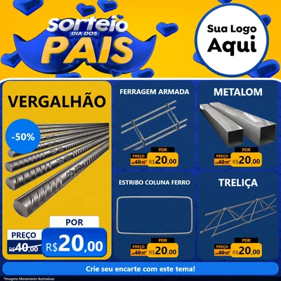 Modelo de Rede Social para Feed Facebook com o tema Sorteio Dia dos Pais para Ferragens
