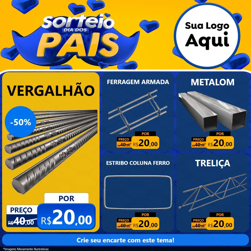 Modelo de Rede Social para Feed Facebook com o tema Sorteio Dia dos Pais para Ferragens