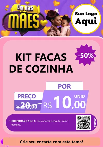Modelo de Cartaz para Cartaz A4 Vertical com o tema Dia das Mães para Utilidades Domésticas