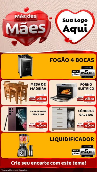 Modelo de TV para TV Vertical com o tema Mês das Mães para Móveis e Eletro