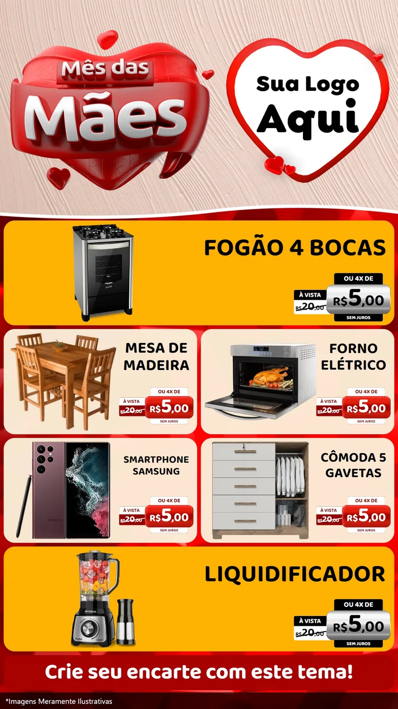 Modelo de TV para TV Vertical com o tema Mês das Mães para Móveis e Eletro