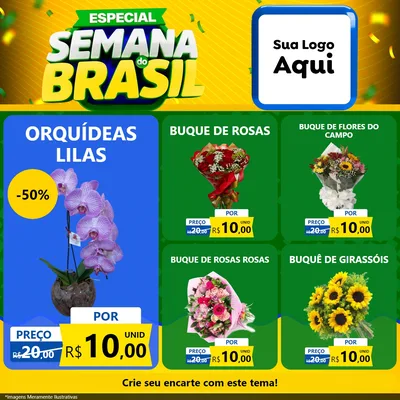 Modelo de Rede Social para Feed Facebook com o tema Especial Semana do Brasil para Floricultura e jardim