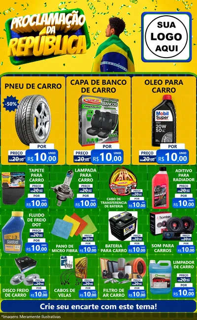 Modelo de Encarte para Encarte Grande com o tema Proclamação da República para Auto peças