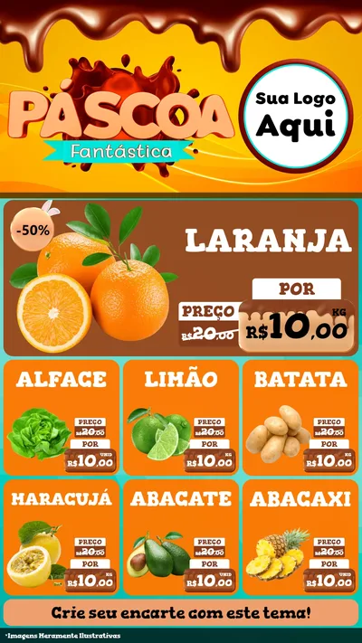 Modelo de Rede Social para Stories com o tema Páscoa Fantástica para Hortifrúti