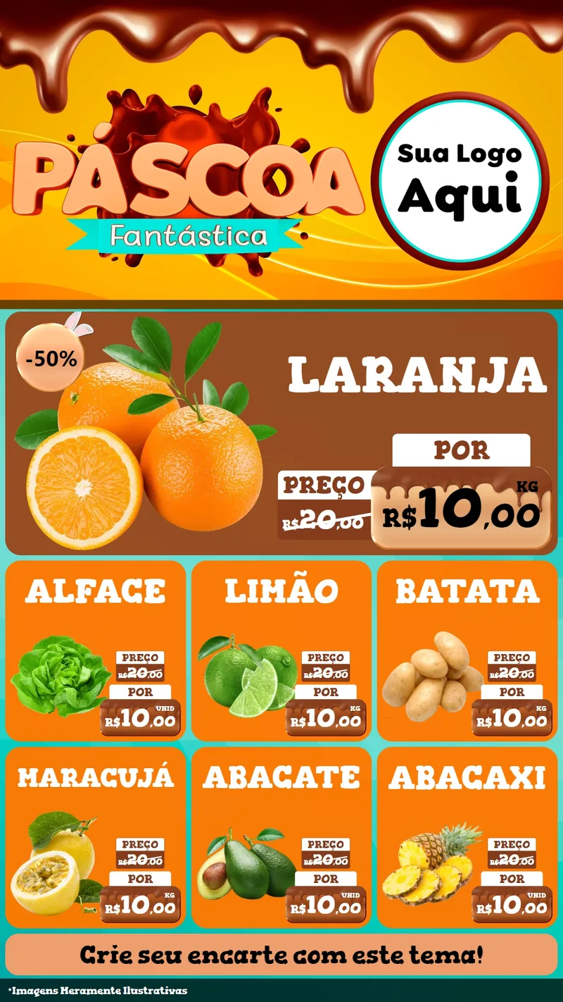 Modelo de Rede Social para Stories com o tema Páscoa Fantástica para Hortifrúti