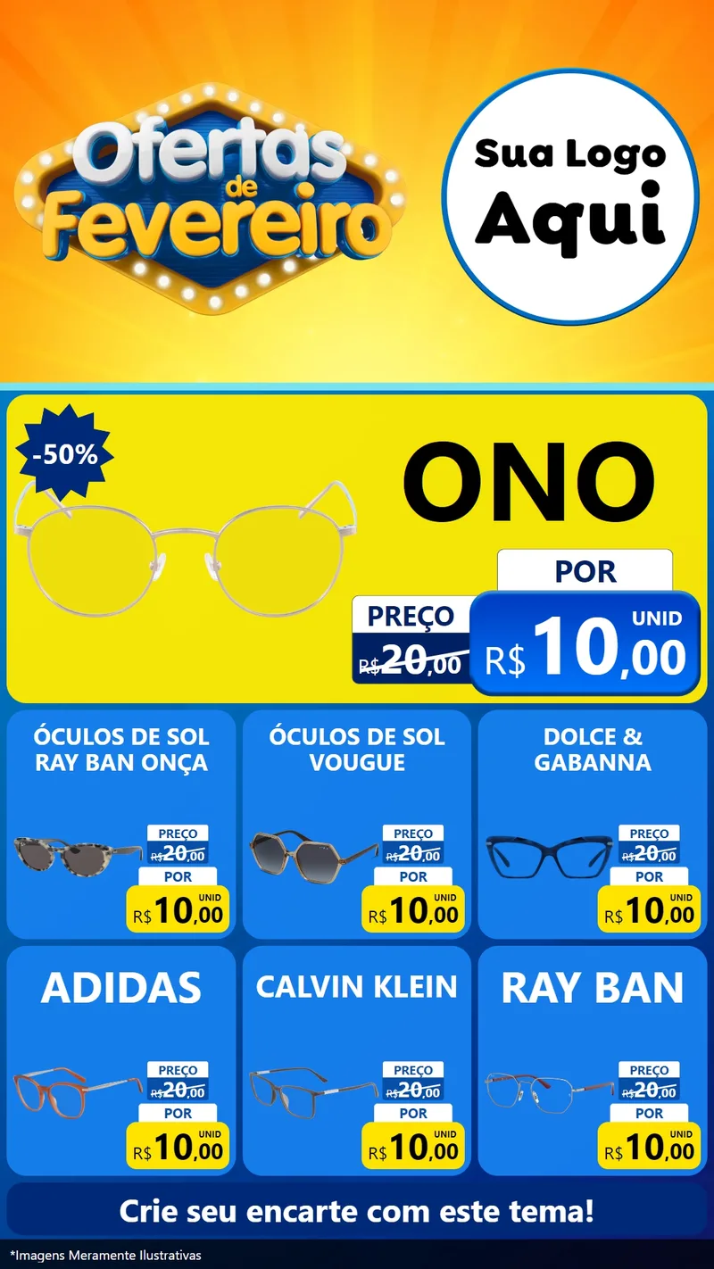 Modelo de Rede Social para Stories com o tema Ofertas de Fevereiro para Óticas