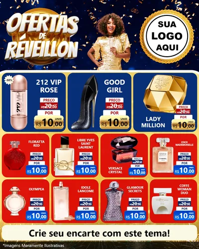 Modelo de Rede Social para Feed Instagram com o tema Ofertas de Réveillon para Perfumes