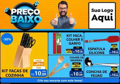 Modelo de Encarte para Encarte A4 Horizontal com o tema Preço Baixo para Utilidades Domésticas