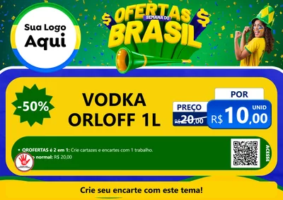 Modelo de Cartaz para Cartaz A4 Horizontal com o tema Ofertas Semana do Brasil para Distribuidora de bebidas