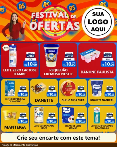 Modelo de Rede Social para Feed Instagram com o tema Festival de Ofertas para Frios e Laticínios