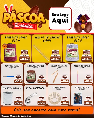Modelo de Rede Social para Feed Instagram com o tema Páscoa Fantástica para Armarinho e Aviamentos