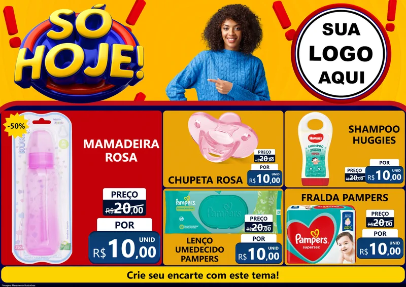 Modelo de Encarte para Encarte A4 Horizontal com o tema Só Hoje! para Bebês