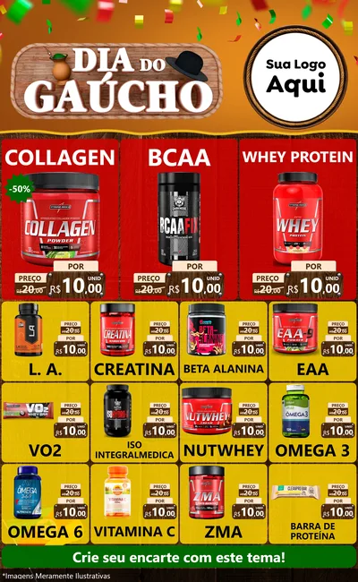 Modelo de Encarte para Encarte Grande com o tema Dia do Gaúcho para Suplementos alimentares