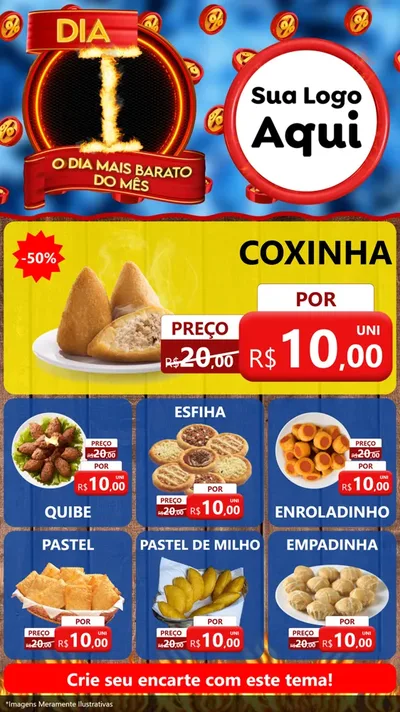 Modelo de Rede Social para Stories com o tema Dia I - O Dia Mais Barato Do Mês para Salgadaria