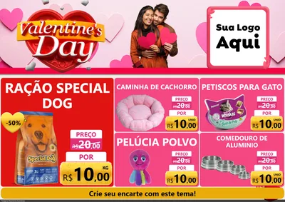 Modelo de Encarte para Encarte A4 Horizontal com o tema Valentine's Day para Pet Shop