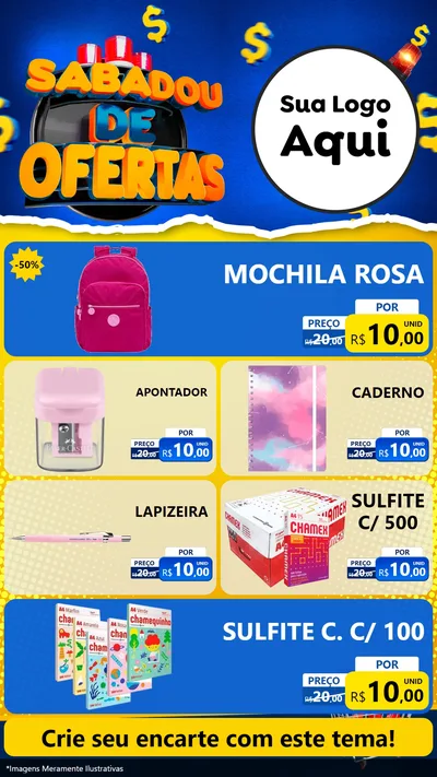 Modelo de TV para TV Vertical com o tema Sabadou de Ofertas para Papelaria