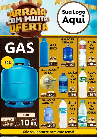 Modelo de Encarte para Encarte A4 Vertical com o tema Ofertas de São João - Junina para Água e gás