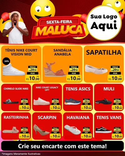 Modelo de Rede Social para Feed Instagram com o tema Sexta-feira Maluca para Calçados