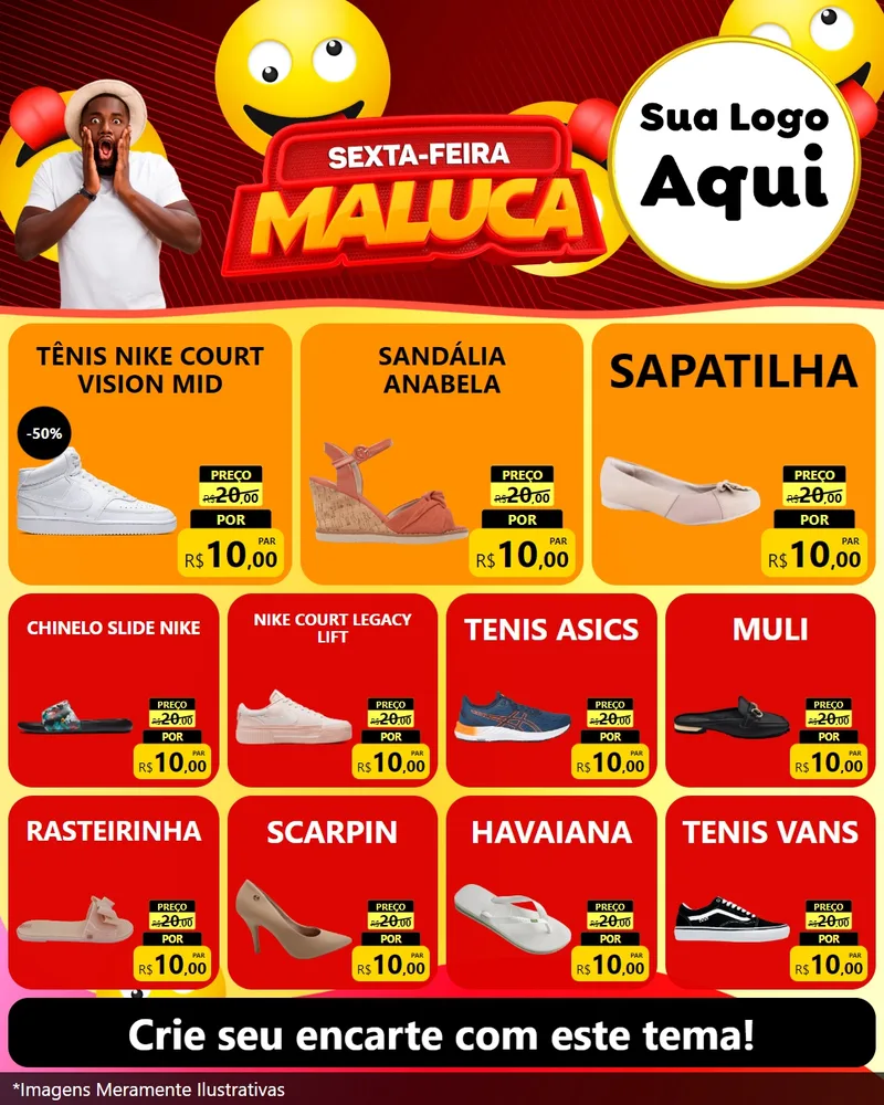 Modelo de Rede Social para Feed Instagram com o tema Sexta-feira Maluca para Calçados