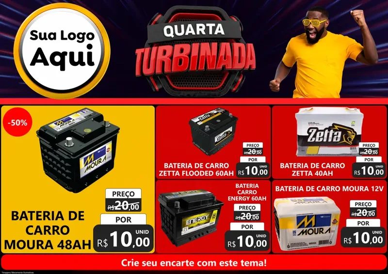 Modelo de Encarte para Encarte A4 Horizontal com o tema Quarta Turbinada para Baterias Elétricas