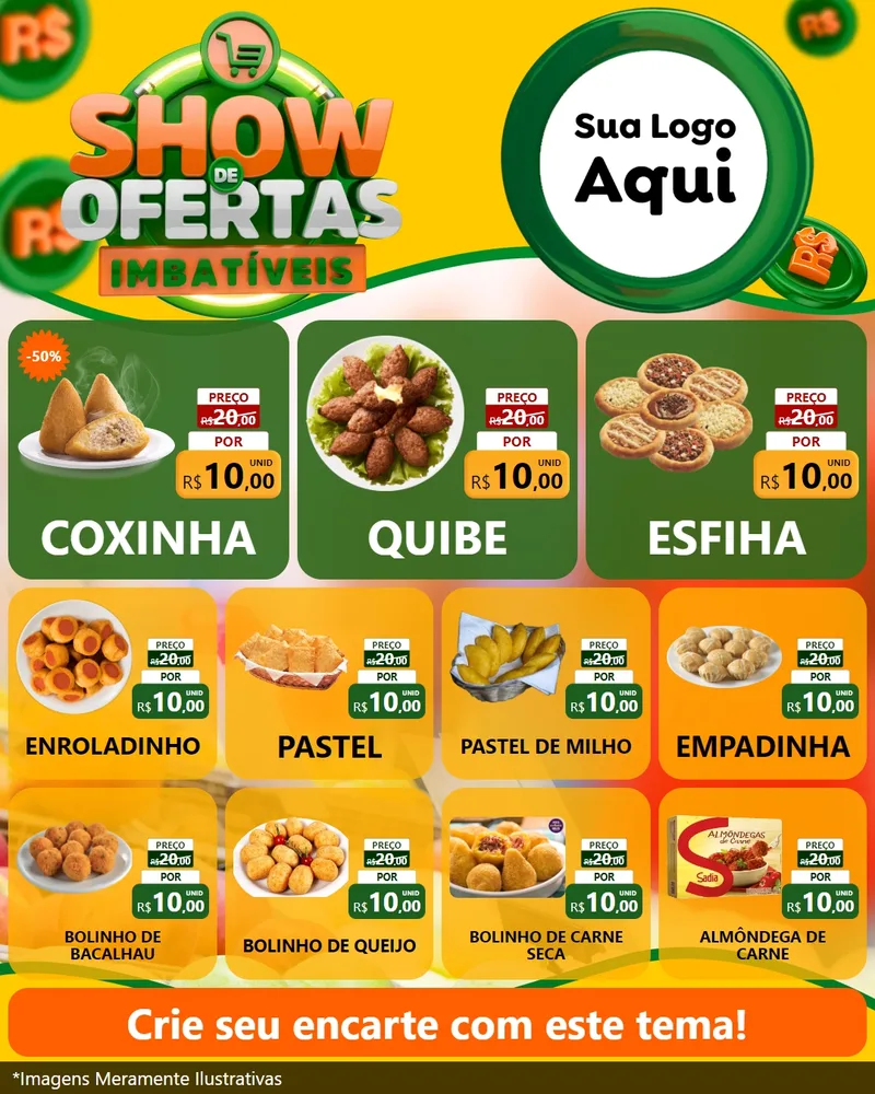 Modelo de Rede Social para Feed Instagram com o tema Show de Ofertas Imbatíveis para Salgadaria