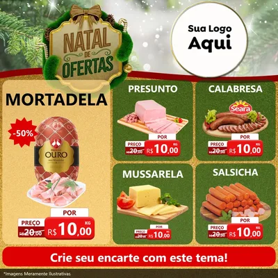 Modelo de Rede Social para Feed Facebook com o tema Ofertas de Natal para Frios e Laticínios