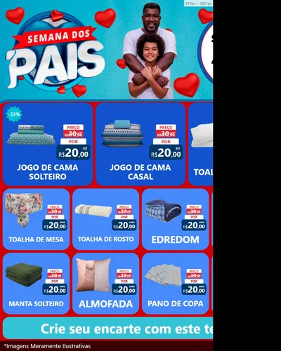Modelo de Rede Social para Feed Instagram com o tema Semana Dos Pais para Cama, Mesa e Banho