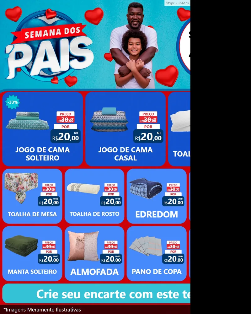 Modelo de Rede Social para Feed Instagram com o tema Semana Dos Pais para Cama, Mesa e Banho
