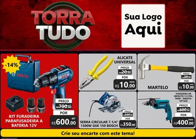 Modelo de Encarte para Encarte A4 Horizontal com o tema Torra Tudo para Maquinas e Ferramentas