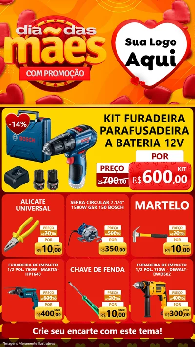 Modelo de Rede Social para Stories com o tema Dia das Mães com Promoção para Maquinas e Ferramentas