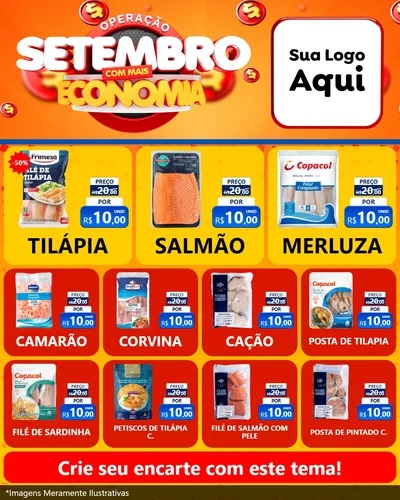 Modelo de Rede Social para Feed Instagram com o tema Operação Setembro Com Muita Economia para Peixaria