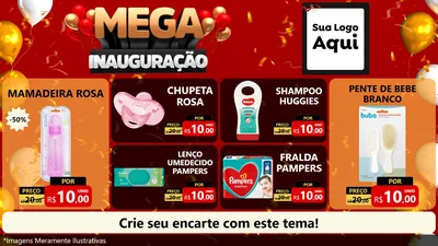 Modelo de TV para TV Horizontal com o tema Mega Inauguração para Bebês