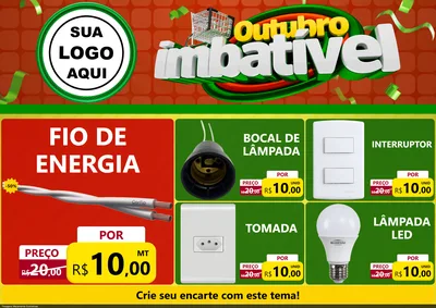 Modelo de Encarte para Encarte A4 Horizontal com o tema Outubro Imbatível para Materiais Elétricos
