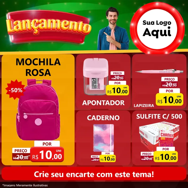 Modelo de Rede Social para Feed Facebook com o tema Lançamento para Papelaria
