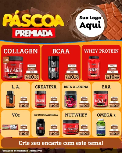 Modelo de Rede Social para Feed Instagram com o tema Páscoa Premiada para Suplementos alimentares