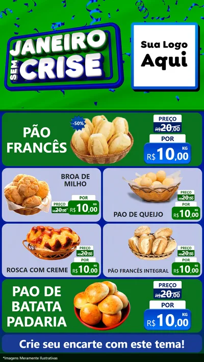 Modelo de TV para TV Vertical com o tema Janeiro Sem Crise para Padaria