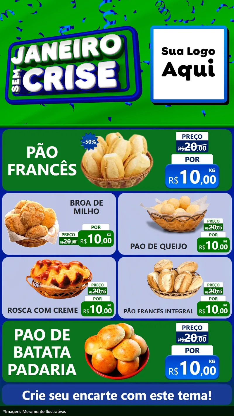 Modelo de TV para TV Vertical com o tema Janeiro Sem Crise para Padaria