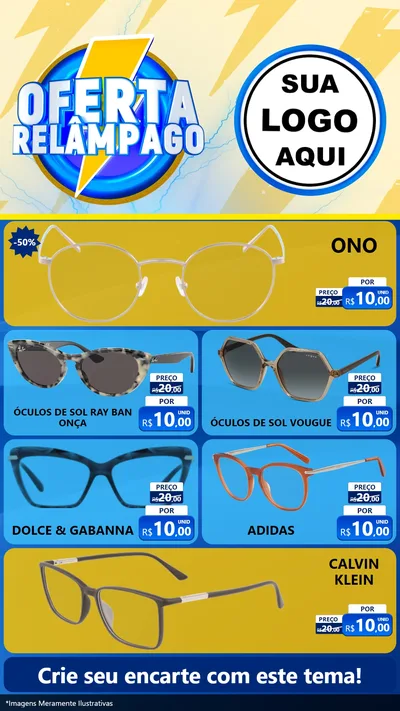 Modelo de TV para TV Vertical com o tema Oferta Relâmpago para Óticas