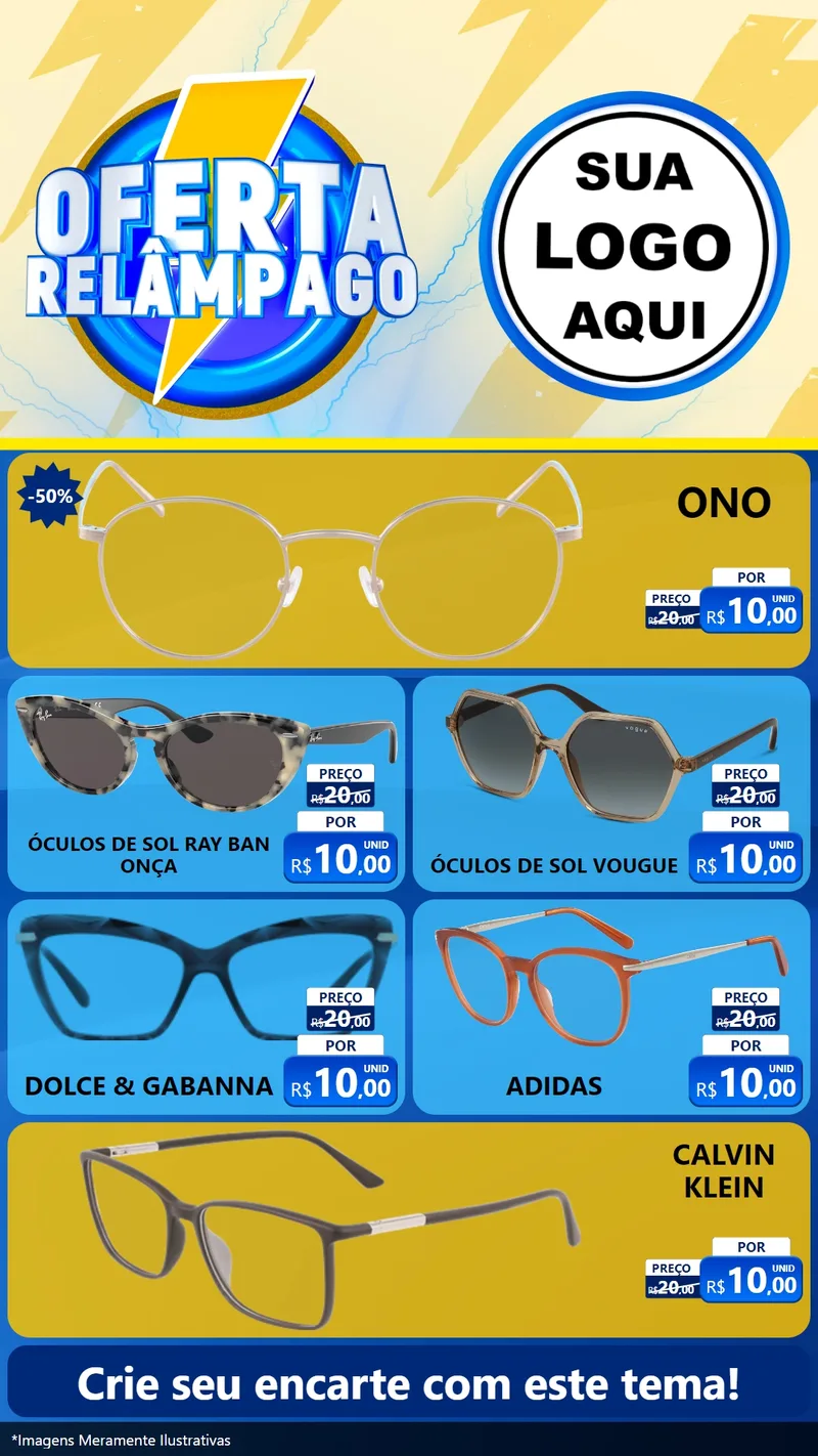 Modelo de TV para TV Vertical com o tema Oferta Relâmpago para Óticas