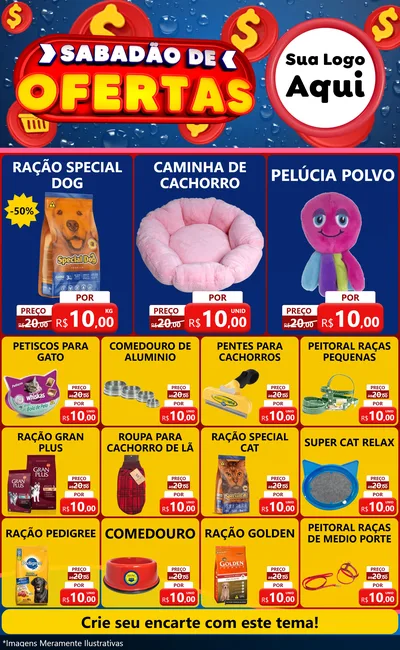 Modelo de Encarte para Encarte Grande com o tema Sabadão de Ofertas para Pet Shop