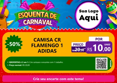 Modelo de Cartaz para Cartaz A4 Horizontal com o tema Esquenta de Carnaval para Roupas e acessórios