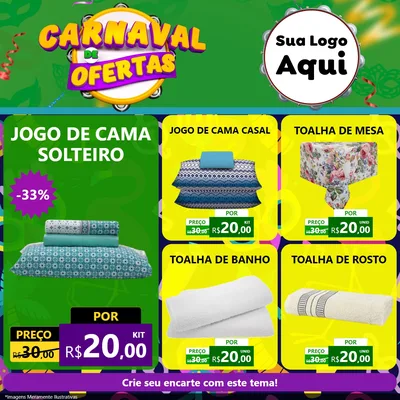 Modelo de Rede Social para Feed Facebook com o tema Carnaval de Ofertas para Cama, Mesa e Banho