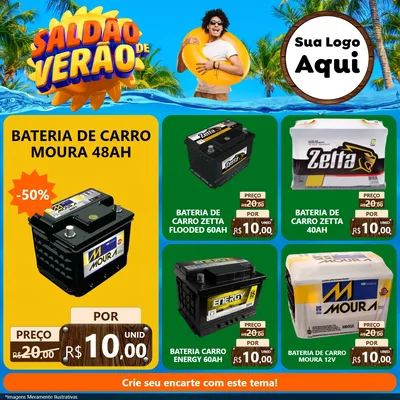 Modelo de Rede Social para Feed Facebook com o tema Saldão de Verão para Baterias Elétricas
