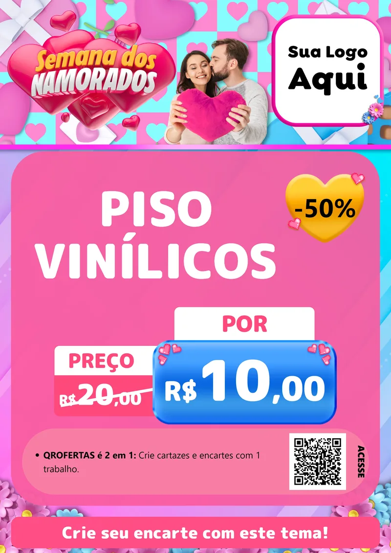 Modelo de Cartaz para Cartaz A4 Vertical com o tema Semana dos Namorados para Material para Construção