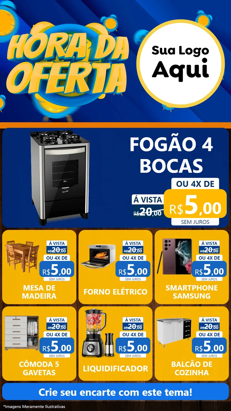 Modelo de Rede Social para Stories com o tema Hora da Oferta para Móveis e Eletro