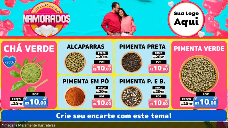 Modelo de TV para TV Horizontal com o tema Promoção Dia dos Namorados para Produtos Naturais